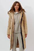 Оптом Пальто утепленное женское зимние бежевого цвета 112210B в Перми, фото 8
