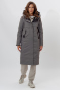 Оптом Пальто утепленное женское зимние серого цвета 112210Sr в Екатеринбурге