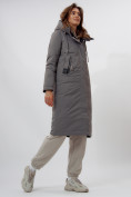 Оптом Пальто утепленное женское зимние серого цвета 112210Sr в Екатеринбурге, фото 10