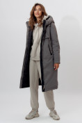 Оптом Пальто утепленное женское зимние серого цвета 112210Sr в Екатеринбурге, фото 13
