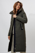 Оптом Пальто утепленное женское зимние темно-зеленого цвета 112210TZ в Екатеринбурге, фото 9