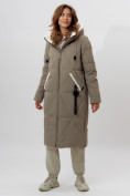 Оптом Пальто утепленное женское зимние бежевого цвета 112227B в Екатеринбурге