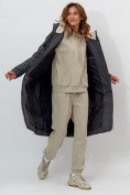 Оптом Пальто утепленное женское зимние темно-серого цвета 112227TC в Екатеринбурге, фото 3