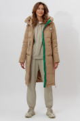 Оптом Пальто утепленное женское зимние бежевого цвета 112253B в Екатеринбурге, фото 3