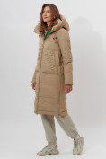 Оптом Пальто утепленное женское зимние бежевого цвета 112253B в Екатеринбурге, фото 2