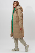 Оптом Пальто утепленное женское зимние бежевого цвета 112253B в Екатеринбурге, фото 4