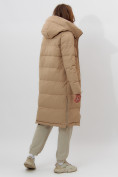 Оптом Пальто утепленное женское зимние бежевого цвета 112253B в Екатеринбурге, фото 5