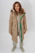 Оптом Пальто утепленное женское зимние бежевого цвета 112253B в Екатеринбурге, фото 7