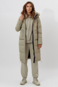 Оптом Пальто утепленное женское зимние бирюзового цвета 112253Br в Екатеринбурге