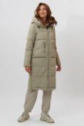 Оптом Пальто утепленное женское зимние бирюзового цвета 112253Br в Екатеринбурге, фото 5