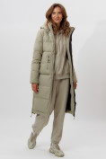 Оптом Пальто утепленное женское зимние бирюзового цвета 112253Br в Екатеринбурге, фото 2