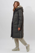 Оптом Пальто утепленное женское зимние темно-зеленого цвета 112253TZ в Екатеринбурге, фото 3