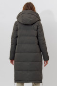 Оптом Пальто утепленное женское зимние темно-зеленого цвета 112253TZ в Екатеринбурге, фото 7