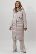 Оптом Пальто утепленное женское зимние бежевого цвета 112261B в Екатеринбурге, фото 2