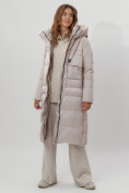 Оптом Пальто утепленное женское зимние бежевого цвета 112261B в Екатеринбурге, фото 8