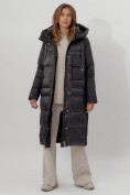 Оптом Пальто утепленное женское зимние черного цвета 112261Ch в Екатеринбурге