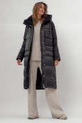 Оптом Пальто утепленное женское зимние черного цвета 112261Ch в Екатеринбурге, фото 5