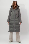 Оптом Пальто утепленное женское зимние цвета хаки 112261Kh в Екатеринбурге