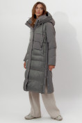 Оптом Пальто утепленное женское зимние цвета хаки 112261Kh в Екатеринбурге, фото 2