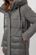 Оптом Пальто утепленное женское зимние цвета хаки 112261Kh в Екатеринбурге, фото 9