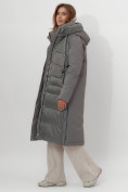 Оптом Пальто утепленное женское зимние цвета хаки 112261Kh в Екатеринбурге, фото 12
