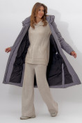 Оптом Пальто утепленное женское зимние серого цвета 112261Sr в Екатеринбурге, фото 7