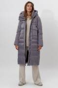 Оптом Пальто утепленное женское зимние серого цвета 112261Sr в Екатеринбурге, фото 8