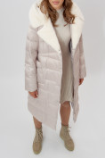 Оптом Пальто утепленное женское зимние бежевого цвета 112268B в Екатеринбурге, фото 9
