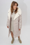 Оптом Пальто утепленное женское зимние бежевого цвета 112268B в Екатеринбурге, фото 10