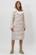 Оптом Пальто утепленное женское зимние бежевого цвета 112268B в Екатеринбурге, фото 11