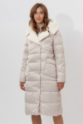 Оптом Пальто утепленное женское зимние бежевого цвета 112268B в Екатеринбурге, фото 12