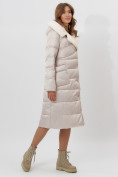 Оптом Пальто утепленное женское зимние бежевого цвета 112268B в Екатеринбурге, фото 13