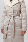 Оптом Пальто утепленное женское зимние бежевого цвета 112268B в Екатеринбурге, фото 17