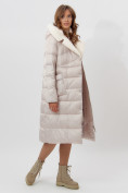 Оптом Пальто утепленное женское зимние бежевого цвета 112268B в Екатеринбурге, фото 4