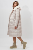 Оптом Пальто утепленное женское зимние бежевого цвета 112268B в Екатеринбурге, фото 5