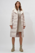 Оптом Пальто утепленное женское зимние бежевого цвета 112268B в Екатеринбурге, фото 8
