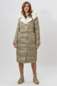 Оптом Пальто утепленное женское зимние бирюзового цвета 112268Br в Екатеринбурге, фото 2