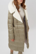 Оптом Пальто утепленное женское зимние бирюзового цвета 112268Br в Екатеринбурге, фото 11