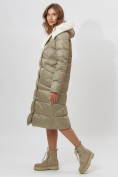 Оптом Пальто утепленное женское зимние бирюзового цвета 112268Br в Екатеринбурге, фото 4