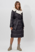Оптом Пальто утепленное женское зимние черного цвета 112268Ch в Екатеринбурге, фото 2