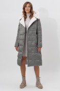 Оптом Пальто утепленное женское зимние серого цвета 112268Sr в Екатеринбурге, фото 12