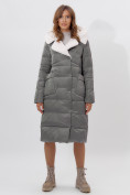 Оптом Пальто утепленное женское зимние серого цвета 112268Sr в Екатеринбурге, фото 7