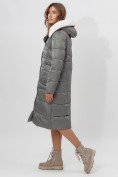 Оптом Пальто утепленное женское зимние серого цвета 112268Sr в Екатеринбурге, фото 8