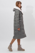 Оптом Пальто утепленное женское зимние серого цвета 112268Sr в Екатеринбурге, фото 9