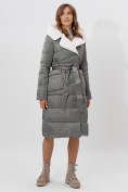 Оптом Пальто утепленное женское зимние серого цвета 112268Sr в Екатеринбурге