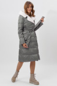 Оптом Пальто утепленное женское зимние серого цвета 112268Sr в Екатеринбурге, фото 2