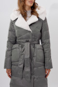 Оптом Пальто утепленное женское зимние серого цвета 112268Sr в Екатеринбурге, фото 5