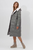 Оптом Пальто утепленное женское зимние серого цвета 112268Sr в Екатеринбурге, фото 13