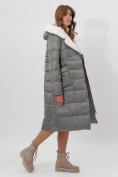 Оптом Пальто утепленное женское зимние серого цвета 112268Sr в Екатеринбурге, фото 14