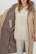 Оптом Пальто утепленное двухстороннее женское бежевого цвета 112272B в Екатеринбурге, фото 13